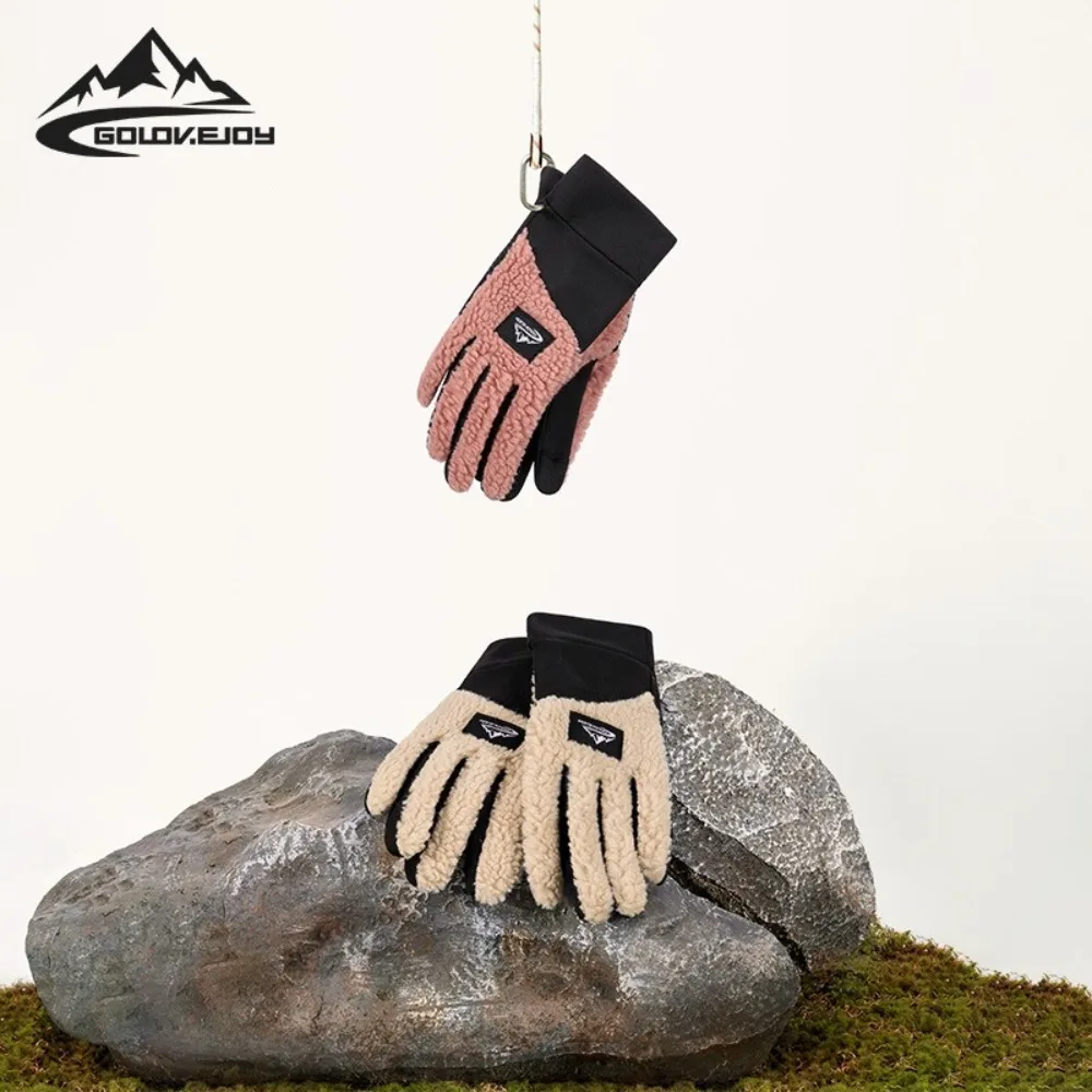 Winter Warm Thicken Fleece Gloves Anti-slip Touch Screen Cycling Mittens Teddy Velvet Windproof Thermal Black Gloves