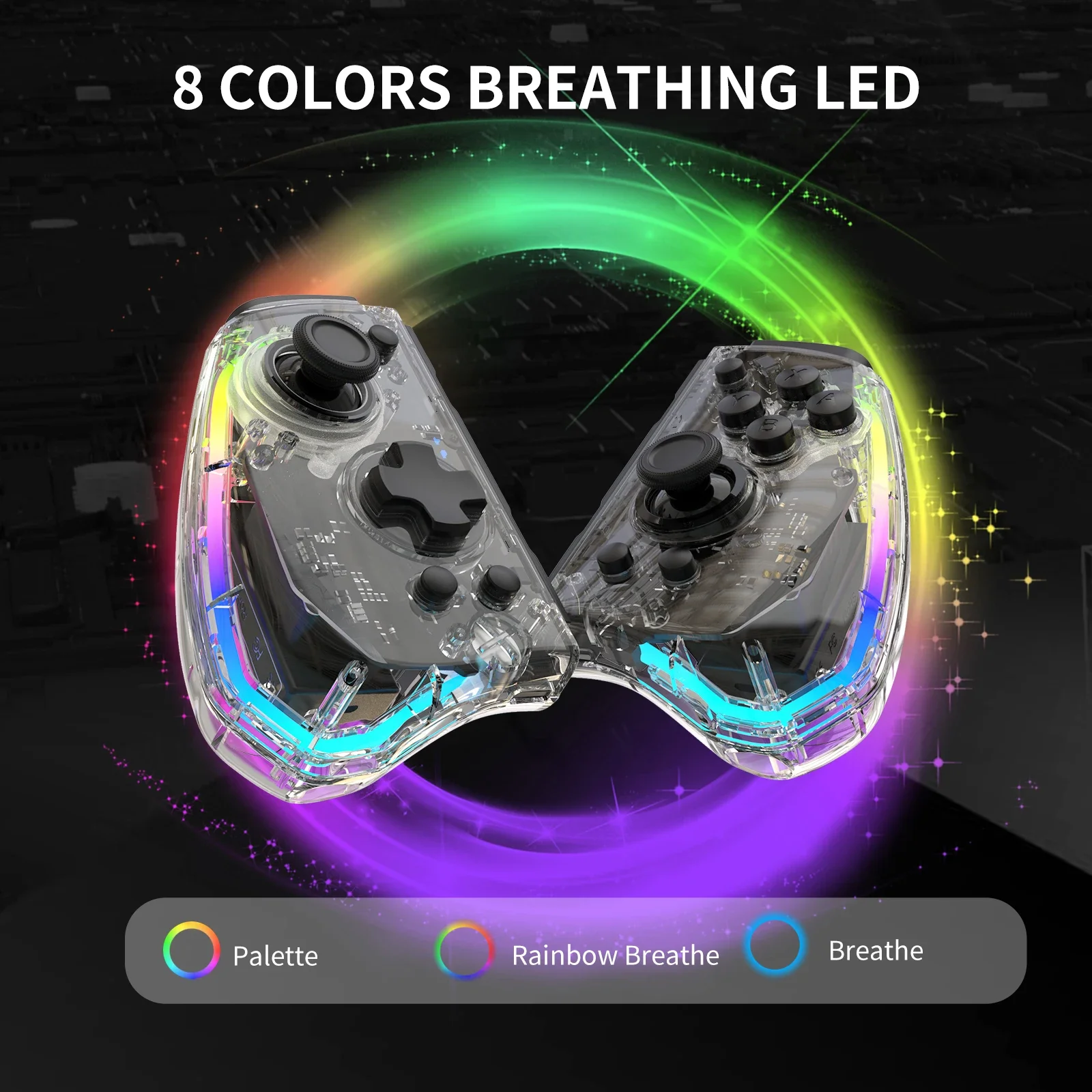 Y40 وحدة تحكم ألعاب شفافة 500 مللي أمبير في الساعة محركات مزدوجة زر واحد إيقاظ الحركة ستة محاور وظيفة توربو للتبديل