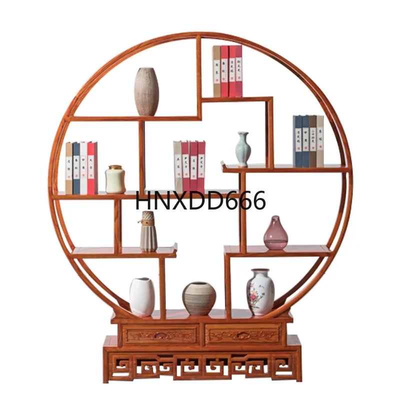 Medium circular Bogu frame Elm partition display cabinet ornament rack