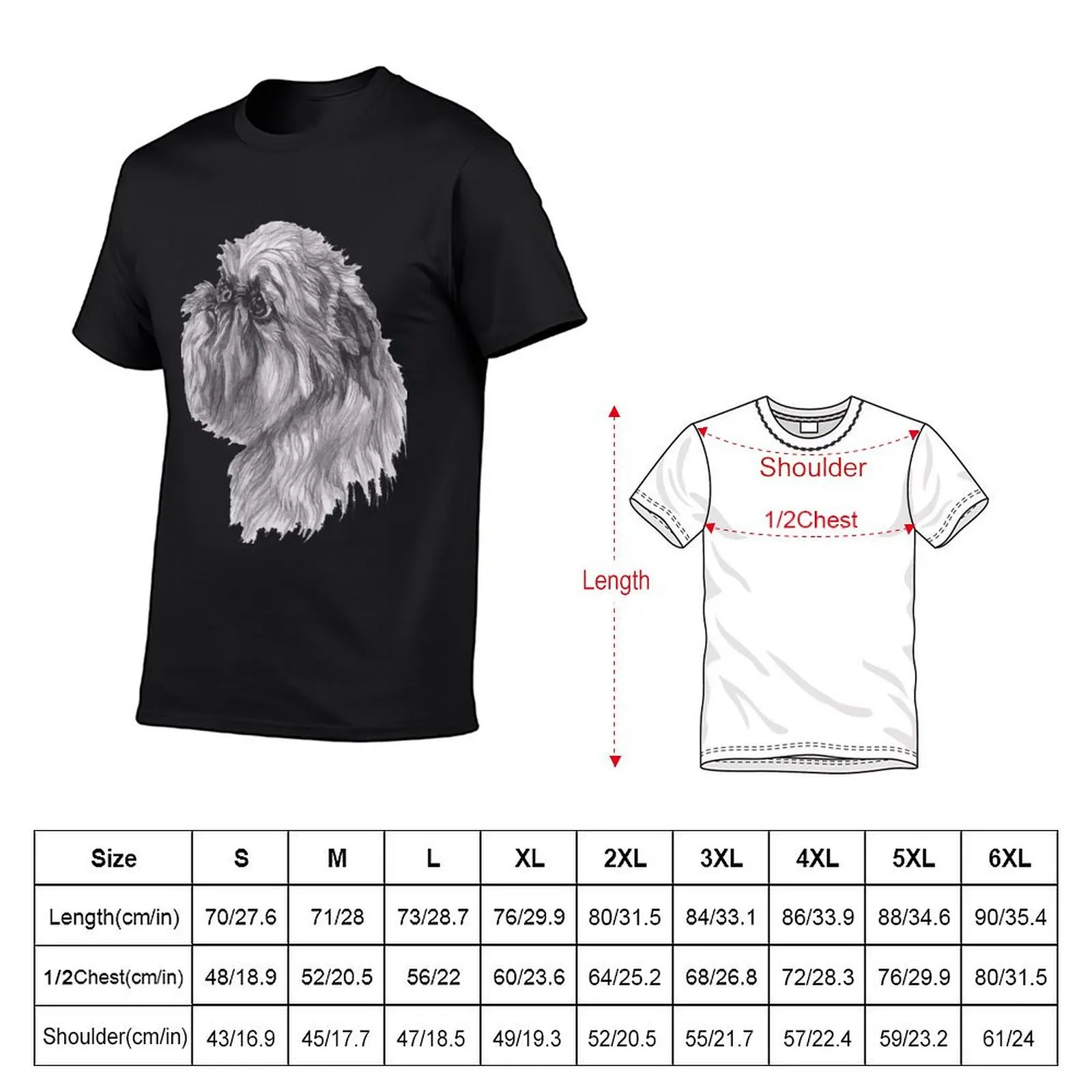 Brussels Griffon Dog Portrait Drawing T-Shirt cute tops oversized graphic tee for a boy plus size clothes t shirts for men