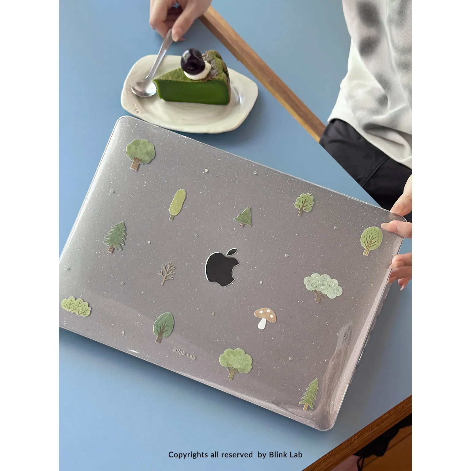 Green Cartoon Trees Glitter Laptop Case For Macbook Air 13.6 M4 NEO 15 M3 Hard Cover For Mac Book Pro 13 M1 M2 14 M4 M5 16