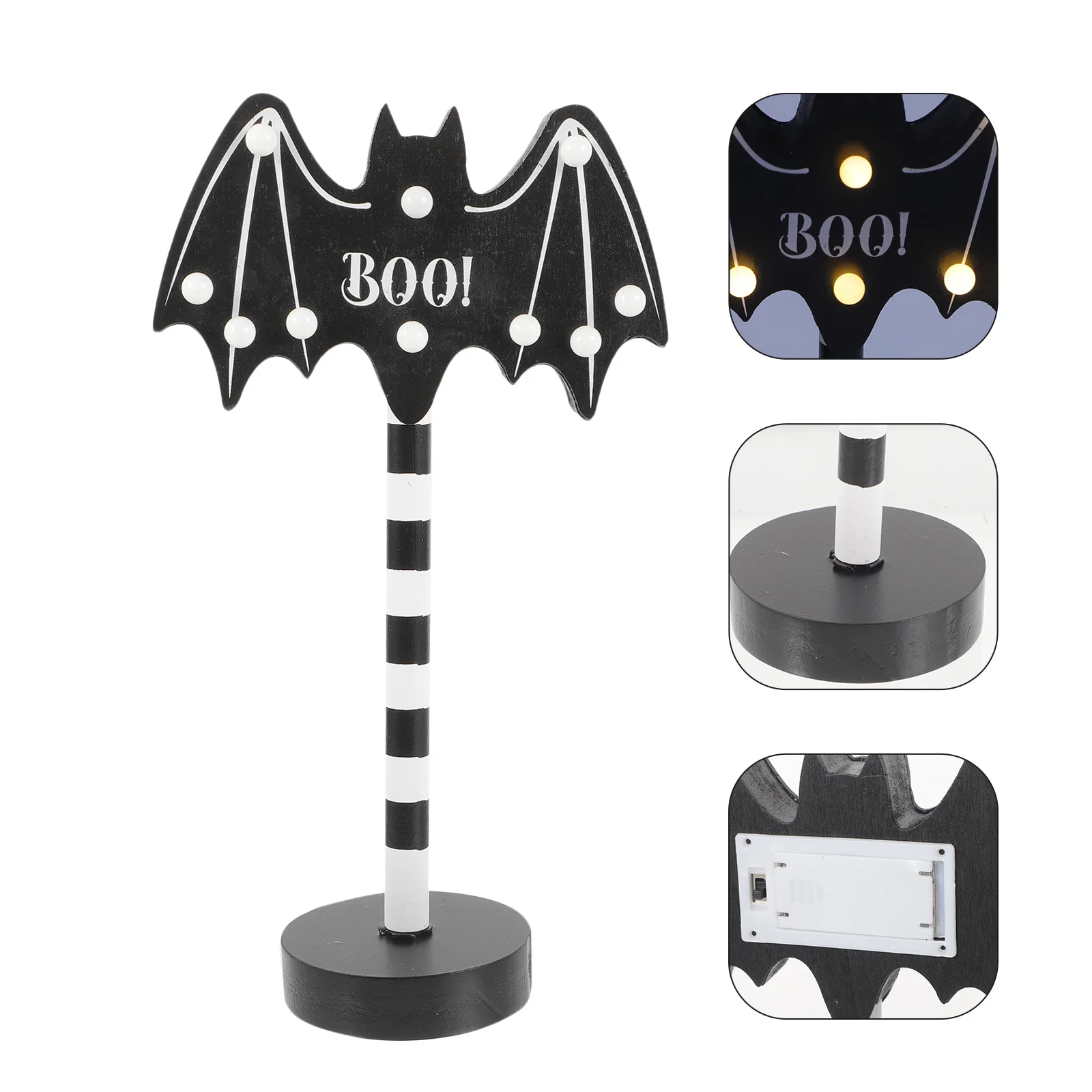 

Bat Night Light Halloween Wooden Tabletop Led Lamp For Home Bedroom Party, Halloween Decor Table Light Ornament