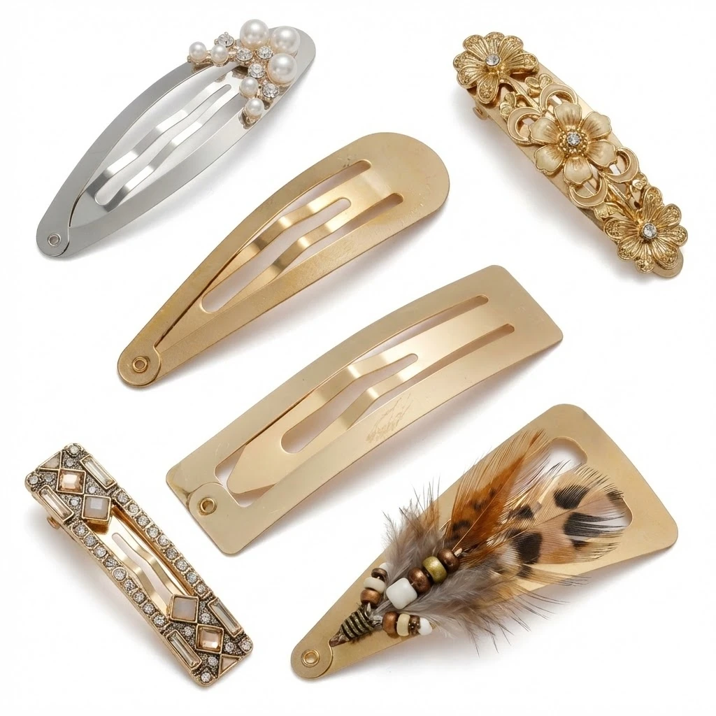 10pcs Silver Metal Snap Hair Clips No Slip Hair Barrettes For Girls Kids Teens Women Hair Accessories