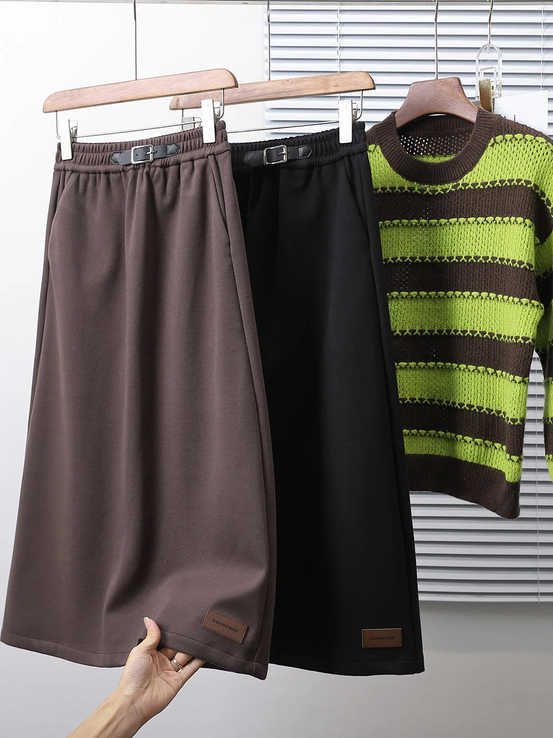 

Autumn Winter Thiened A-Line Skirt Retro Sle Commute Medium Waist Other Material 00% Silk Luster Long Slimming Skirt