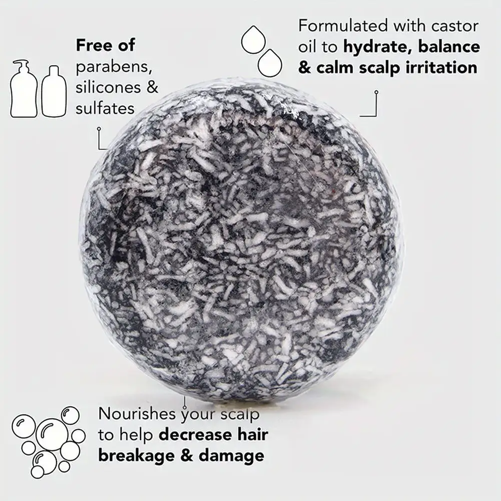 1/3/5PCS 60g Black Castor Shampoo Bar 2-in-1 Shampoo and Conditioner, made with castor extract, nourishes and cares for all hair - view 4