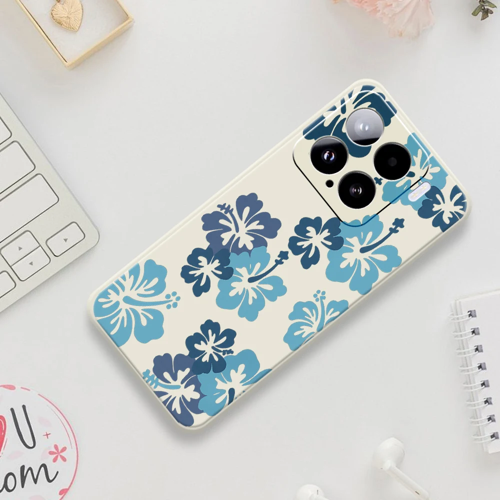 Blaue Blume Muster Telefon Fall Für Xiaomi Mi 15 Ultra Mi 14T 13T 11T Pro Abdeckung Für Xiaomi Mi 13T Pro Mi 11T Pro Silikon Fällen