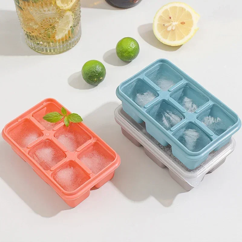 Easy To Disassemble Square Ice Cube Tray Ice Cream Mold for Household Kitchen Tools, Silicone Ice Cube with Detachable Lid 1PCS