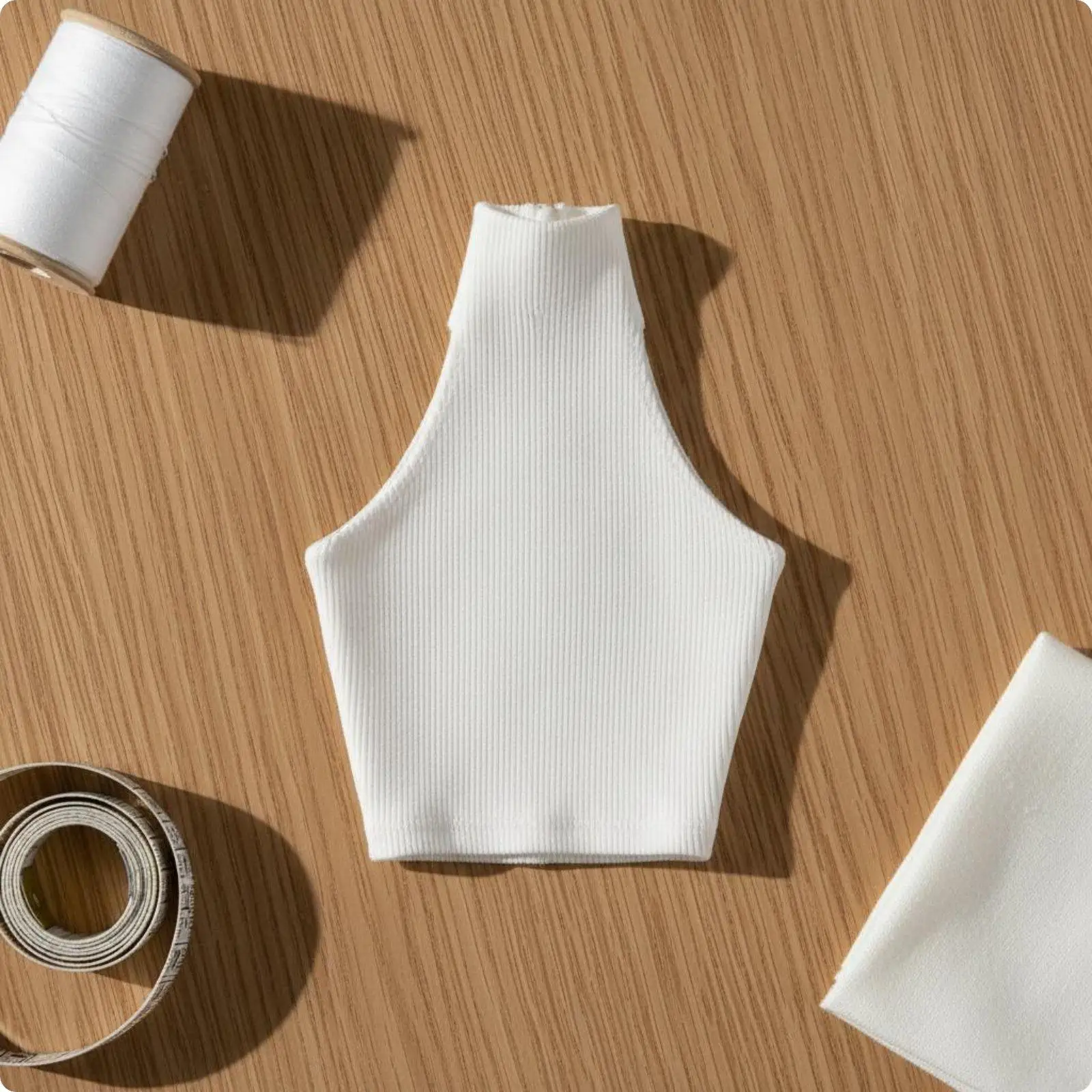 High Neck Doll Vest Ribbed Knit 1/6 Scale Backless Top Handmade