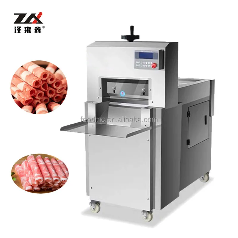 

Commercial Professional Automatic Frozen Beef & Mutton Slicer Adjustable Thickness for Meat Product Making Machines