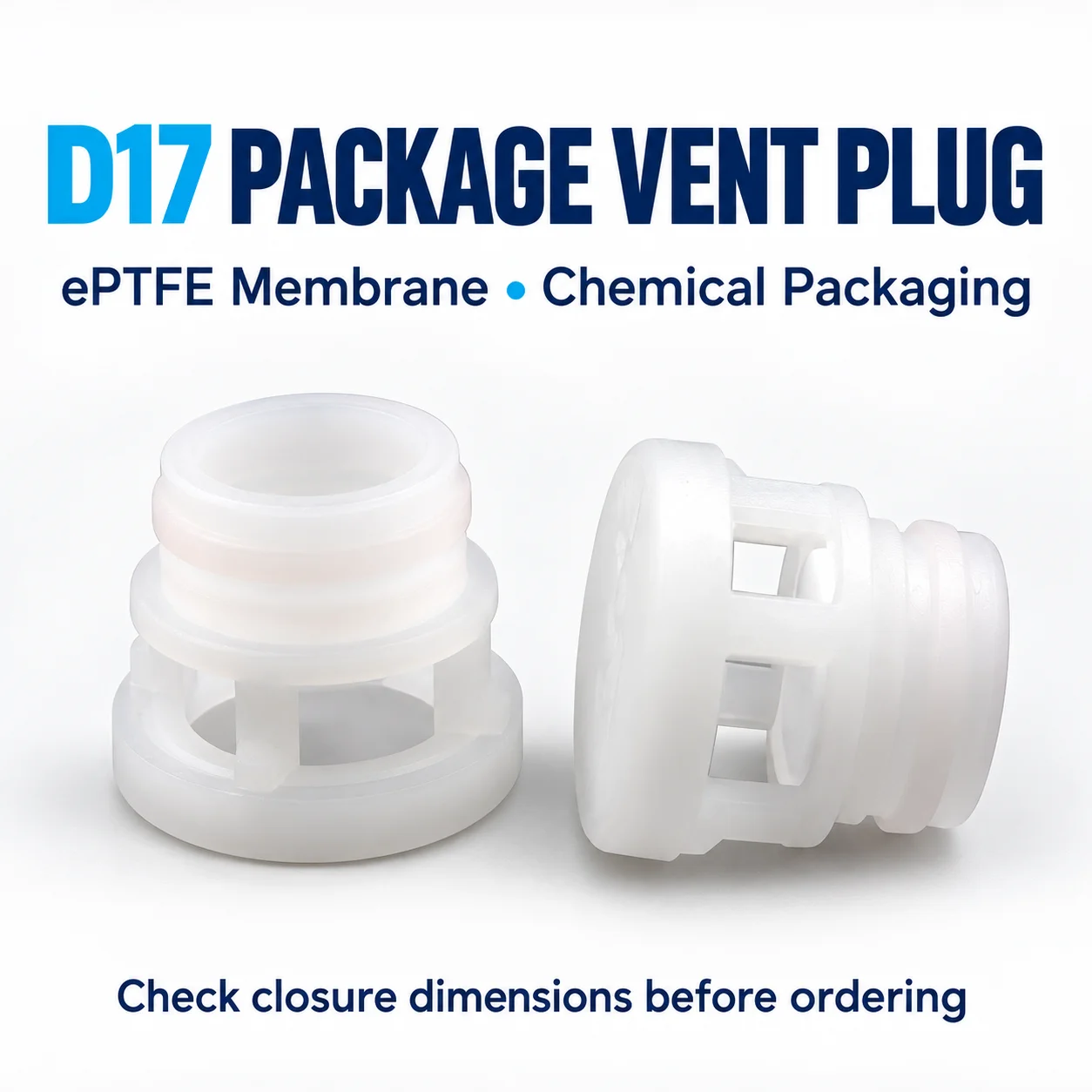 D17 Chemical Package Vent Plug ePTFE Membrane Waterproof Breathable Pressure Equalization for Container