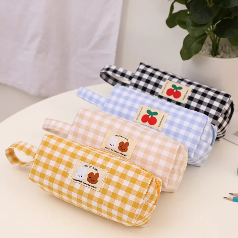 Tablica kredowa z haftem przenośna torba na artykuły papiernicze o dużej pojemności długopisy Kawaii kobiety dziewczęta kosmetyczki przybory szkolne