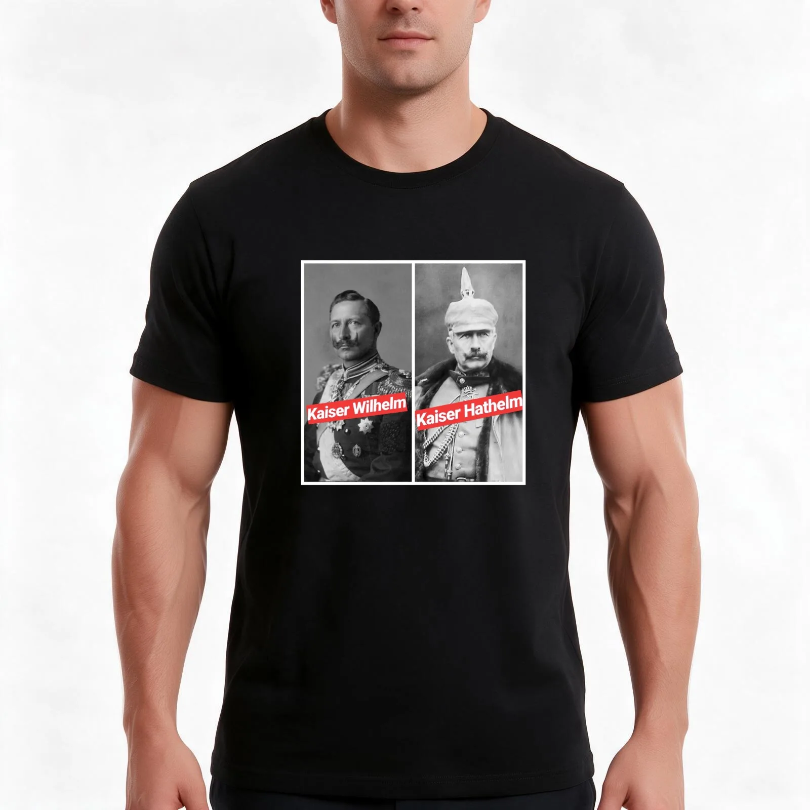 Emperor Wilhelm Kaiser Hathelm T-Shirt, Summer Casual Cotton Tee, Oversized Streetwear Tops, Vintage Graphic Print, 100% Cotton