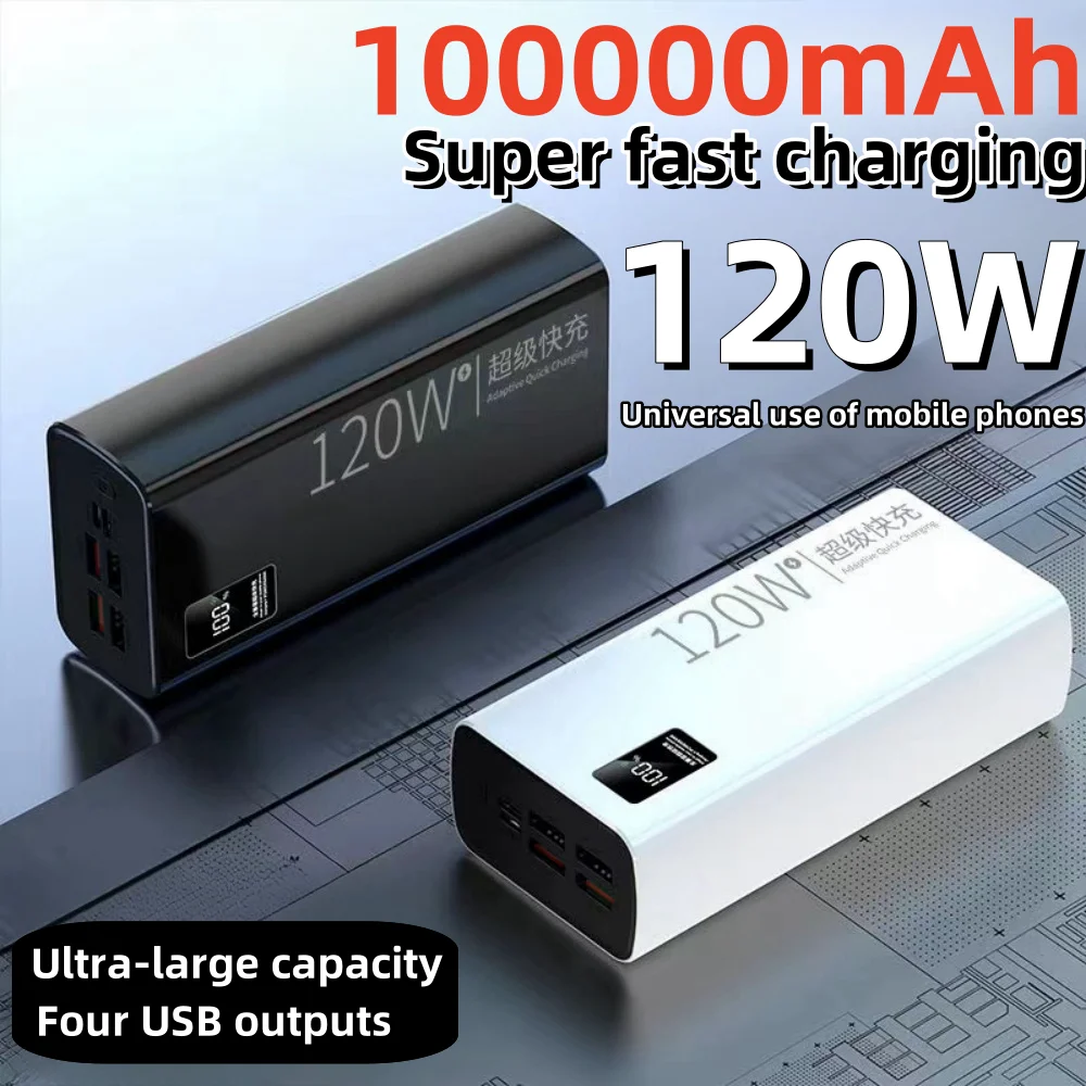 power bank,100000mAh 120W super fast charging portable battery power bank, can provide mobile power for various mobile phones