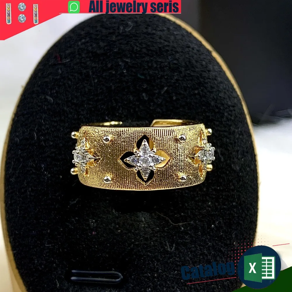 Italian Style Two-Tone Ring Cubic Zirconia Inspired Statement Jewelry for Women Elegant Band