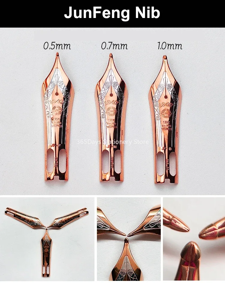 Imagem -06 - Junfeng-suave Rose Gold Clip Fountain Peng Pistão de Borracha Natural Rígida Presente Faca Longa Cactus Alemão Ouro 18k 600