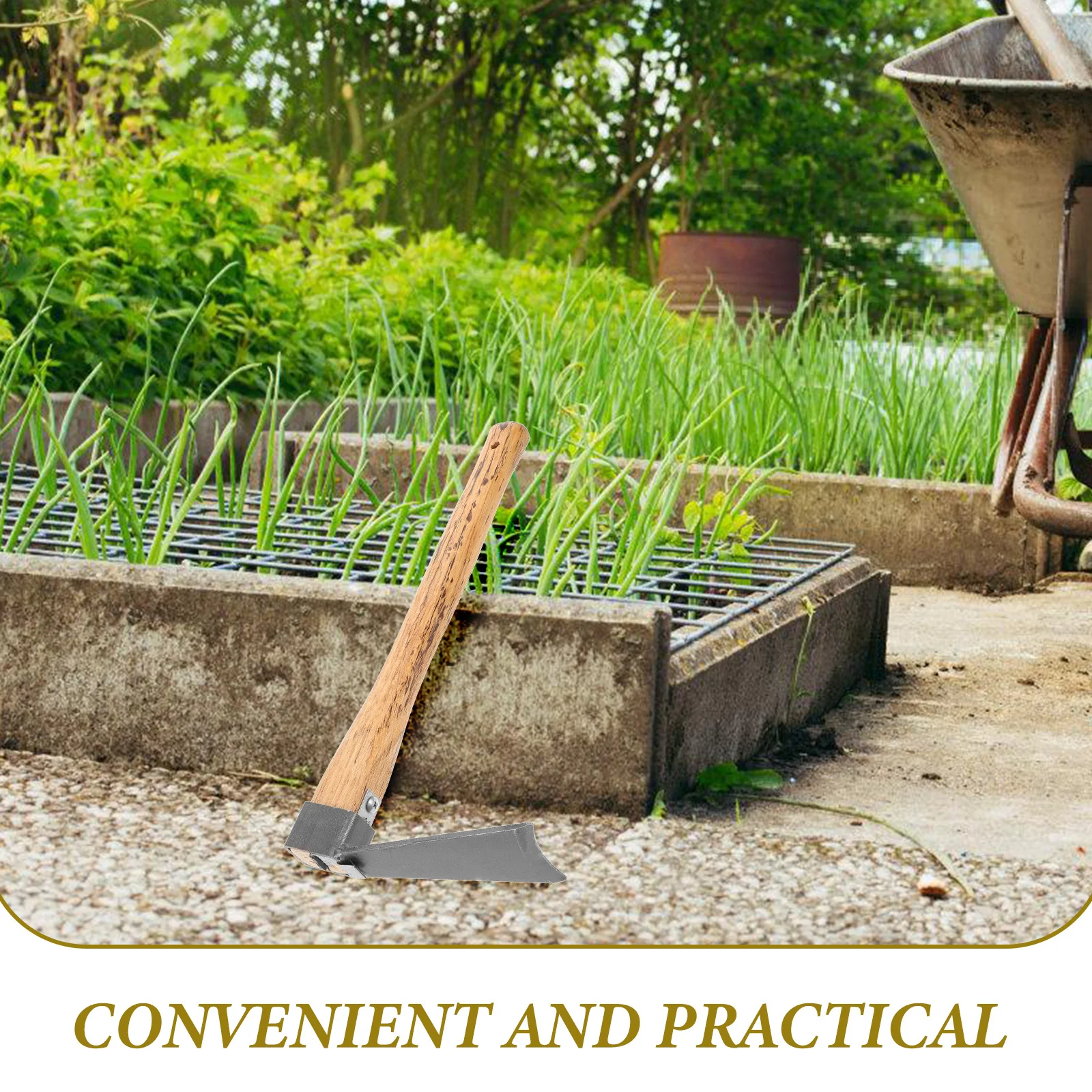 

Garden Hoe Wooden Handle Impact Resistant Durable Soil Digging Tool Weeding Farming Gardening Hand Hoe Outdoor Planting Tool