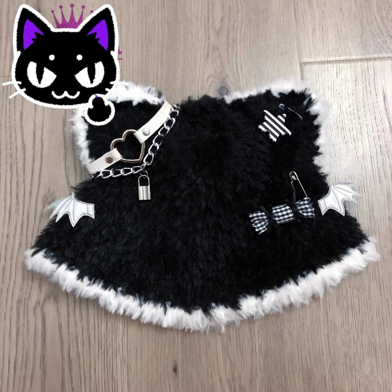 

2025 misa, горячая распродажа Harajuku Y2k Kawaii Star Candy Bear Ear Hat Готическая Лолита Крылья летучей мыши Плюшевая теплая шапка-бини Зимняя уличная одежда P