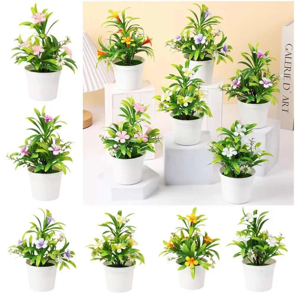 

Разноцветные искусственные горшечные растения Morning Glory, реквизит для фотографий, естественная имитация цветочного горшка, элегантный пластиковый искусственный бонсай