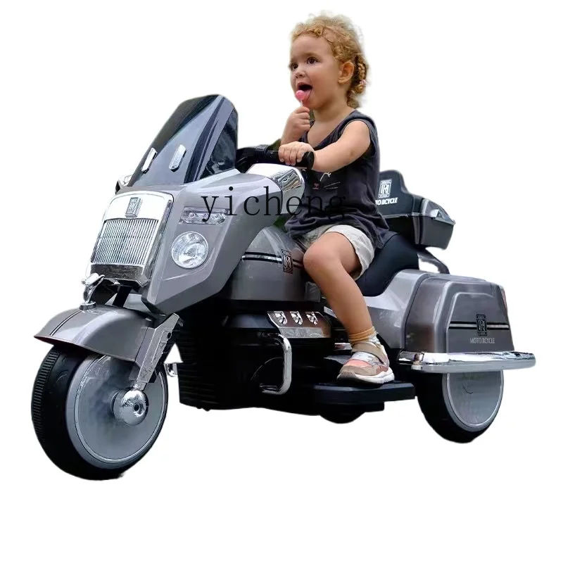 Motocicleta Elétrica Infantil, Menino Triciclo de Carregamento, Controle Remoto, Bateria Double Drive, XL