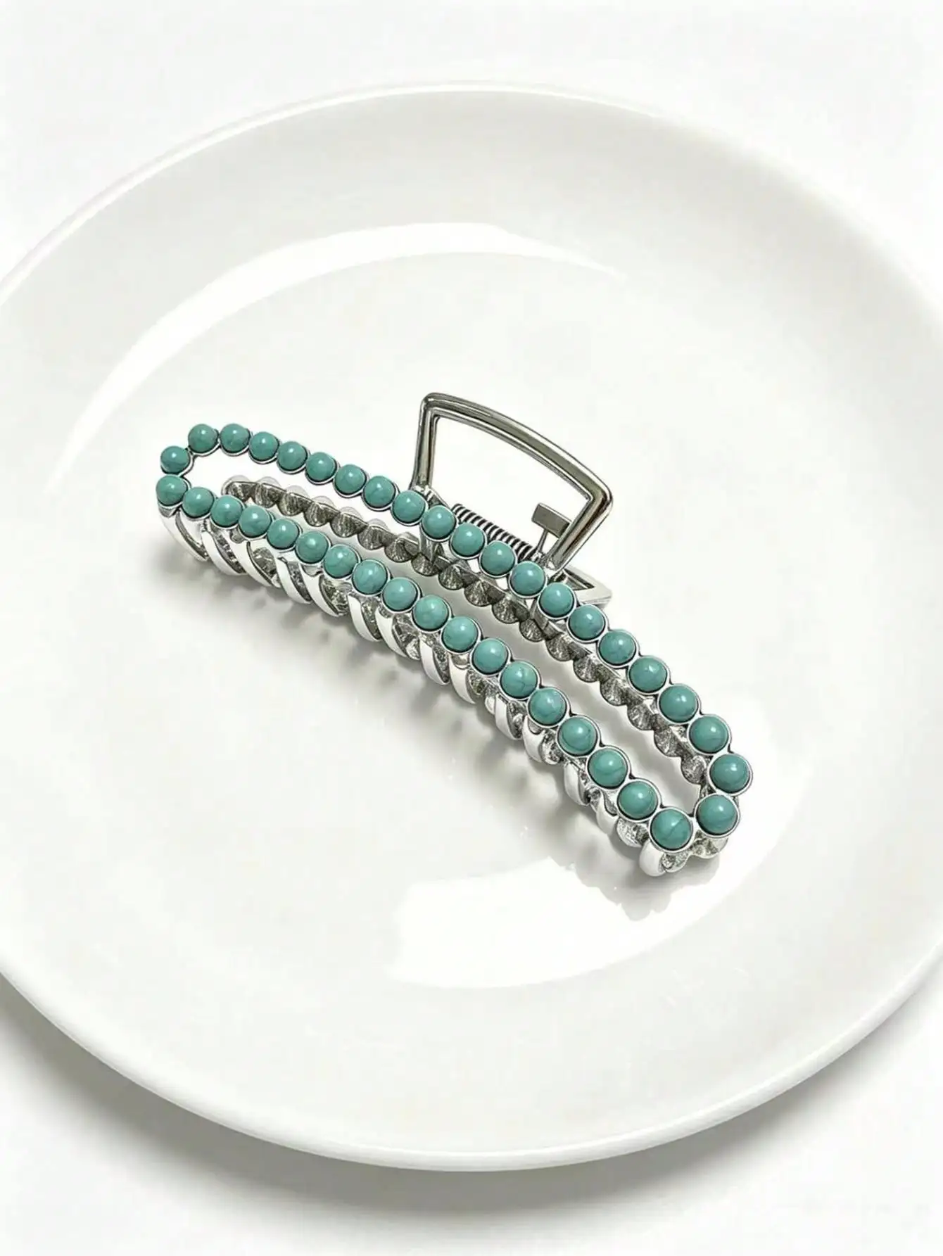 Vintage Turquoise Beaded Hair Clip, Metal Non-Slip Claw Clip, Western Cowboy Style Hair Clip，sc260613153957466564951