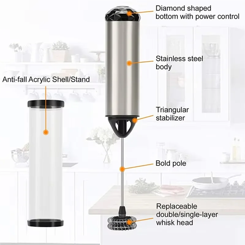 

ABWZ-Electric Milk Frother Kitchen Blender Egg Beater Cappuccino Cream Mix Whisk Tools
