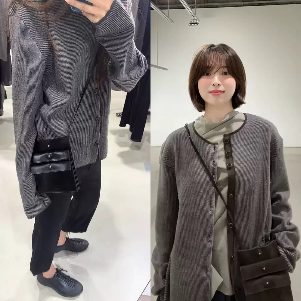 

PREON Knitted Long Sve round Ne Cardigan Cotton Wool Blend Comfortable Fit Casual Sle Button up Women's Top