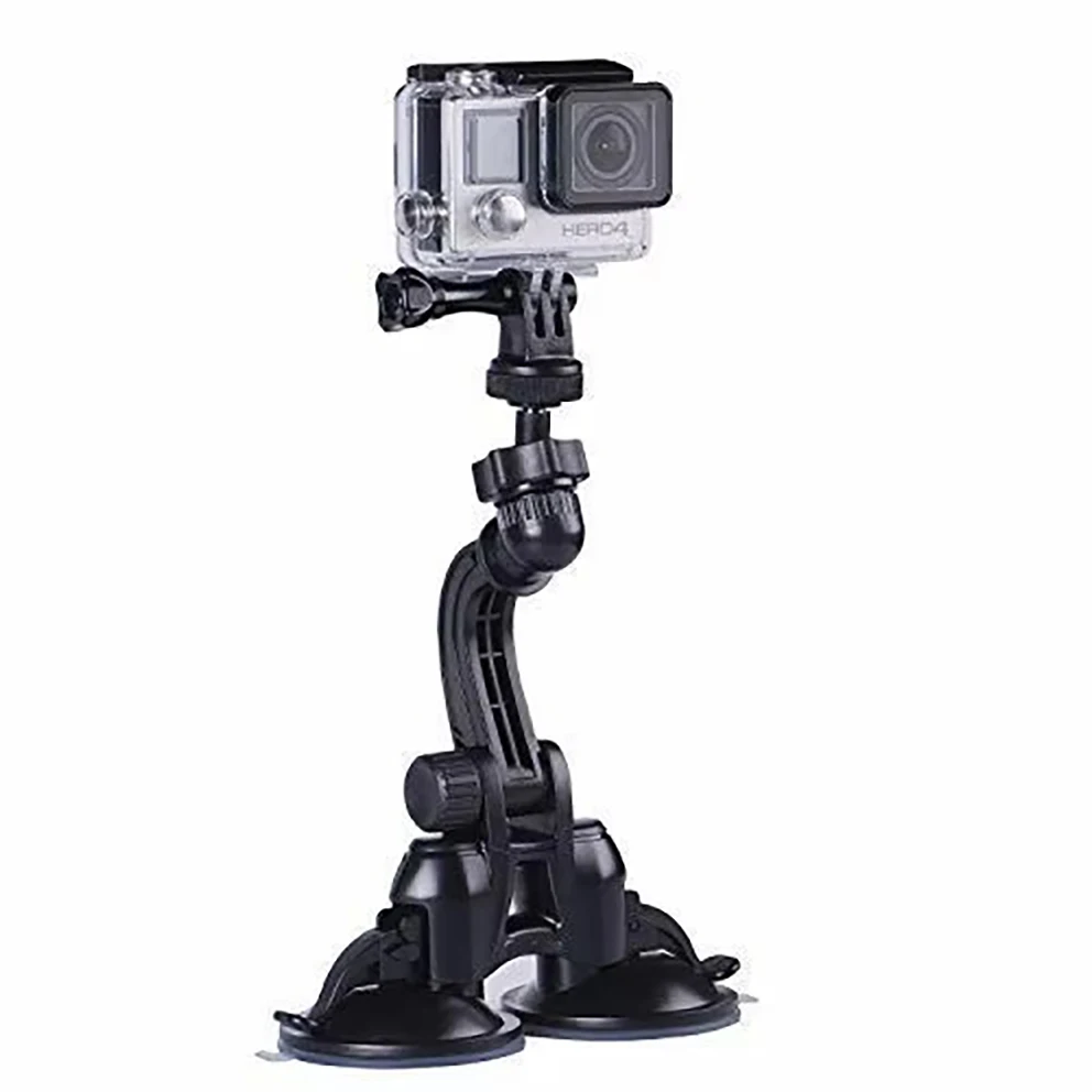 حامل كوب شفط مزدوج مع قوة شفط أكبر لـ GoPro Hero 5/4/3+/3/2/1/ حامل ثلاثي القوائم، 1/4 خيط للكاميرا ثلاثي القوائم، 1/4-20