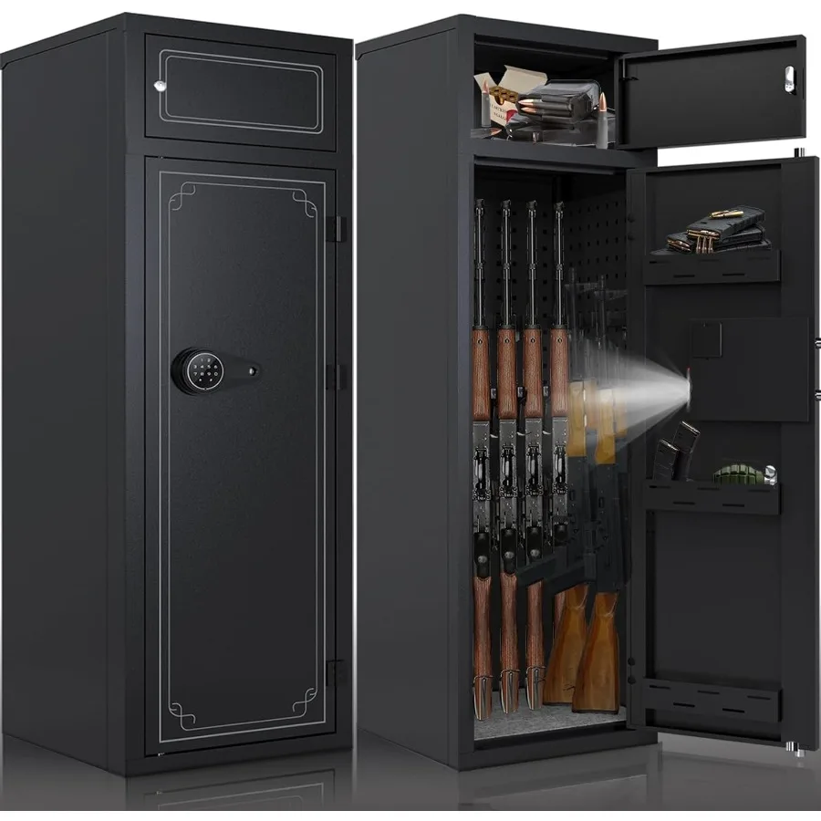 

Secure Metal Gun Cabinet for Home Use: Ideal Storage Solution for Rifles Shotguns and Pistols with Digital Keypad Lock Adjustab