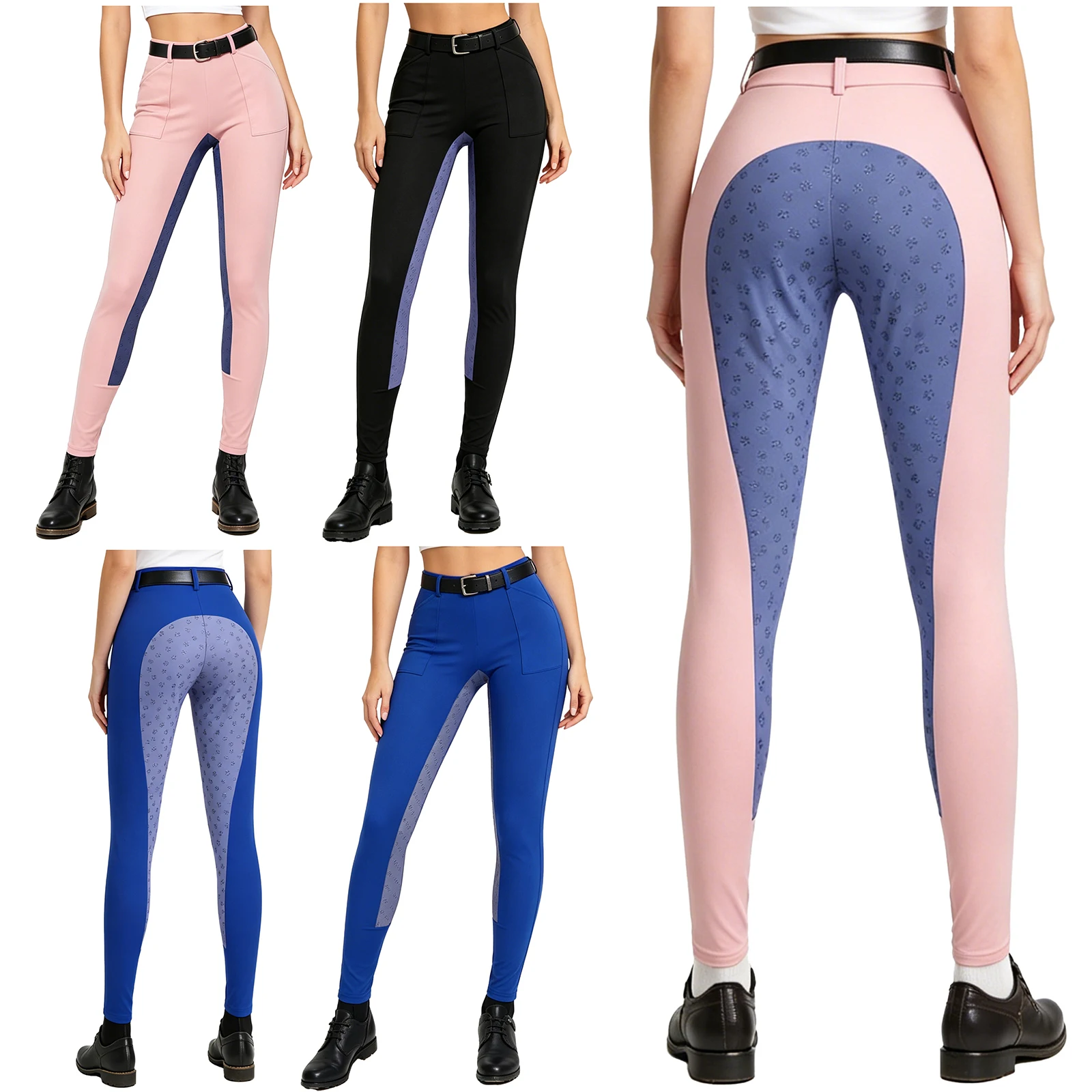 Womens Horse Riding Pants Full Seat Silicone Non-slip Equestrian Breeches Sports Schooling Tights Stretchy Leggings with Pockets view 5