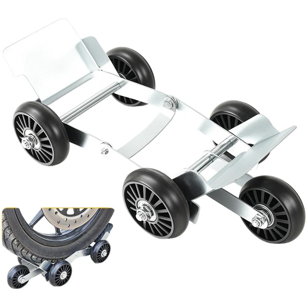 Foldable Push Tool for Flat Tire Movement on Electric Bikes and Motorcycles Featuring Reinforced Metal Frame and Wheels