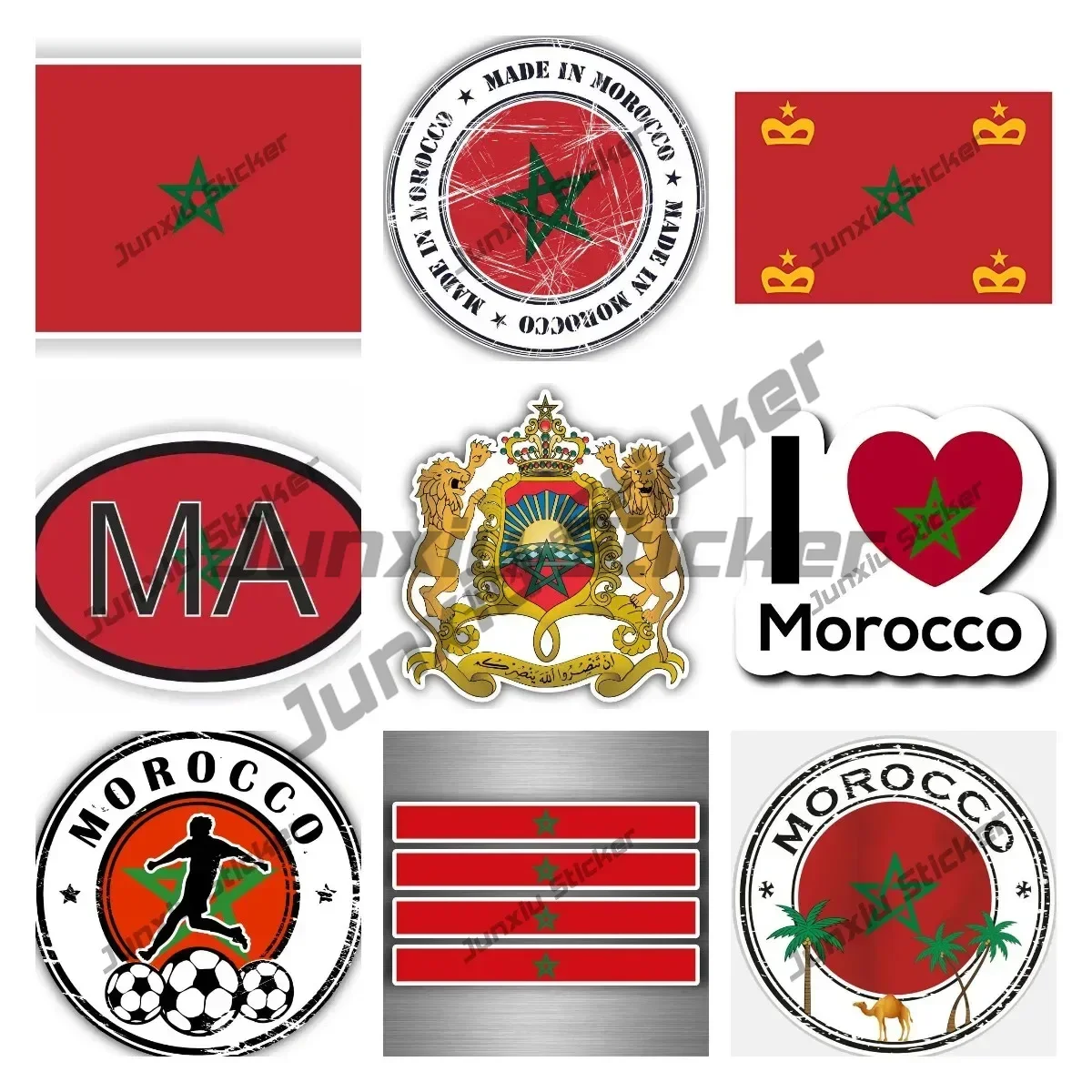 

MOROCCO Moroccan Flag Western Africa Maroc MA Football African Vinyl Decals for Car Bumper-Helmet The Whole Body Glue Sticker