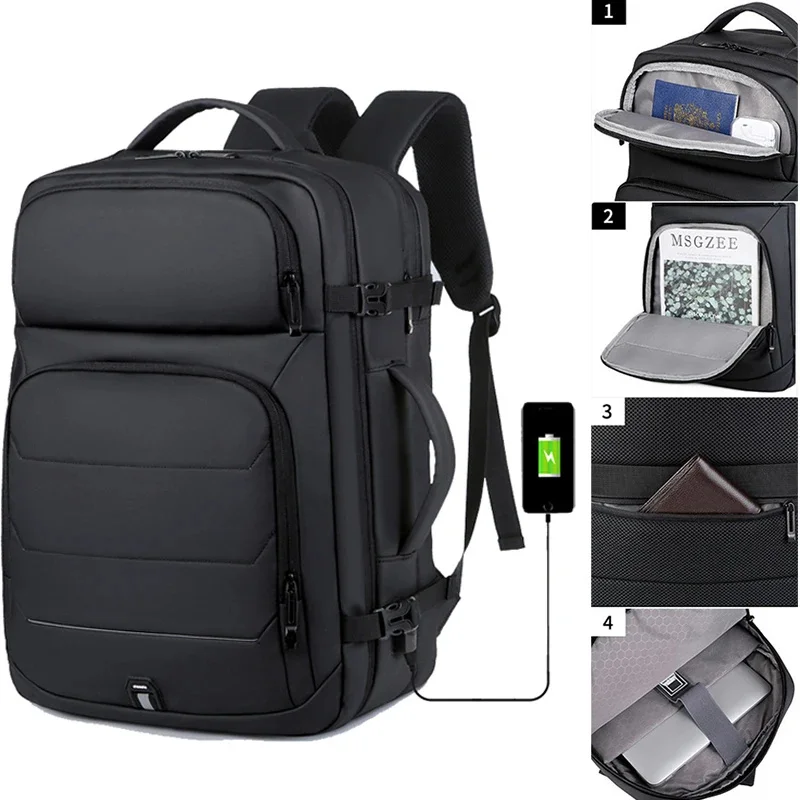 Expandable Men‘s 17 Inch Laptop Backpacks Waterproof Notebook Bag USB Schoolbag Sports Travel School Pack Backpack For Male