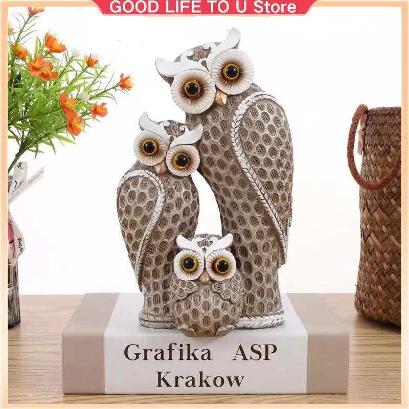 

Owl Decorative Statue Sculpture Shelf Decor Figurine Cute Family Of Three Owl Figurines Resin Bird Sculptures Owl Decor-ABGL