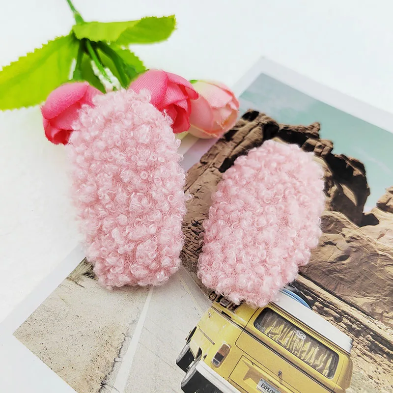 60Pcs 5.5CM Furry Felt Rabbit Ear Padded Appliques For Baby Clothes Hat Sewing DIY Headwear Hair Clip Bow Accessories Patches