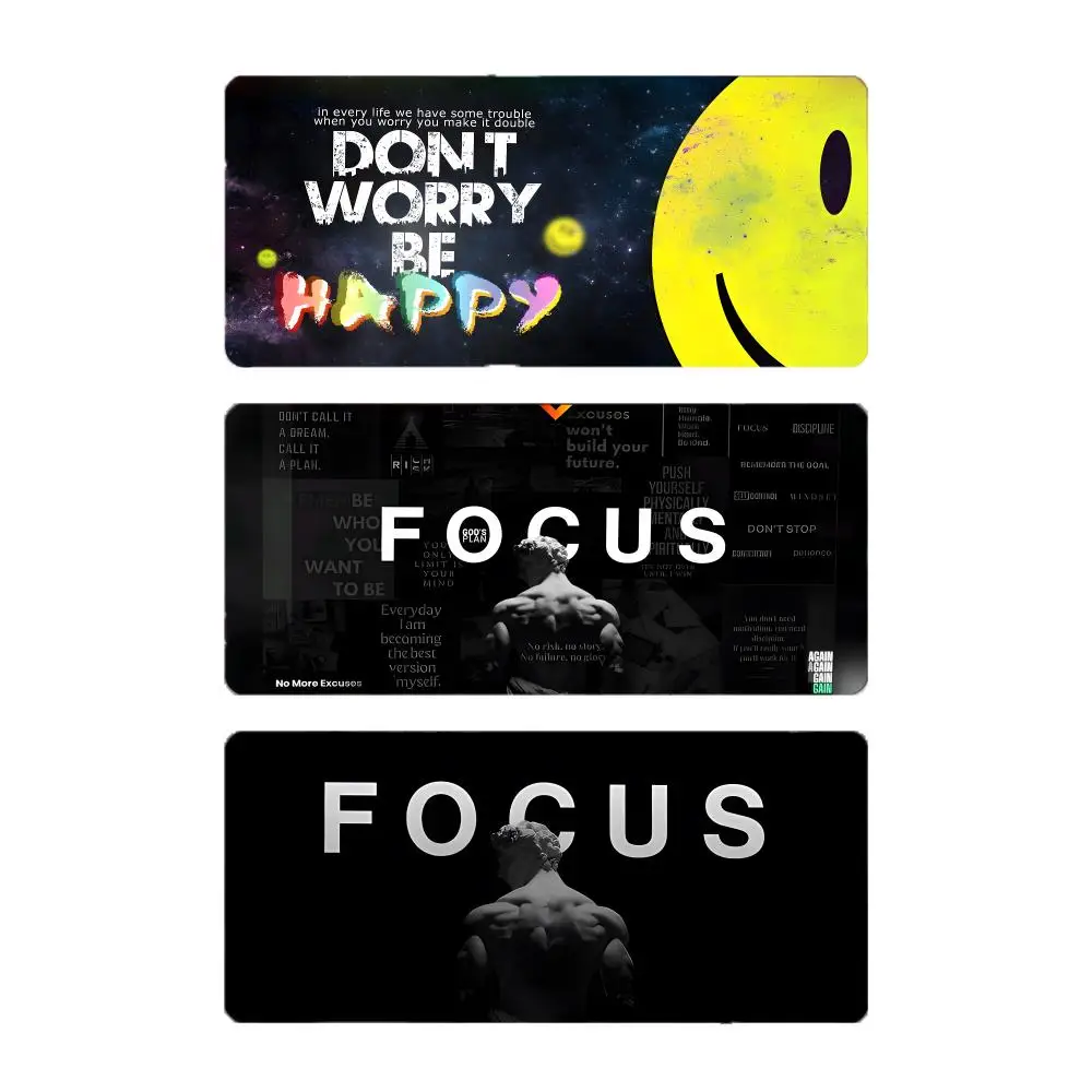 Graphic Typography Be Happy Mouse Pad Large Gaming Mousepad with Stitched Edges Thickened Desk Mat PC