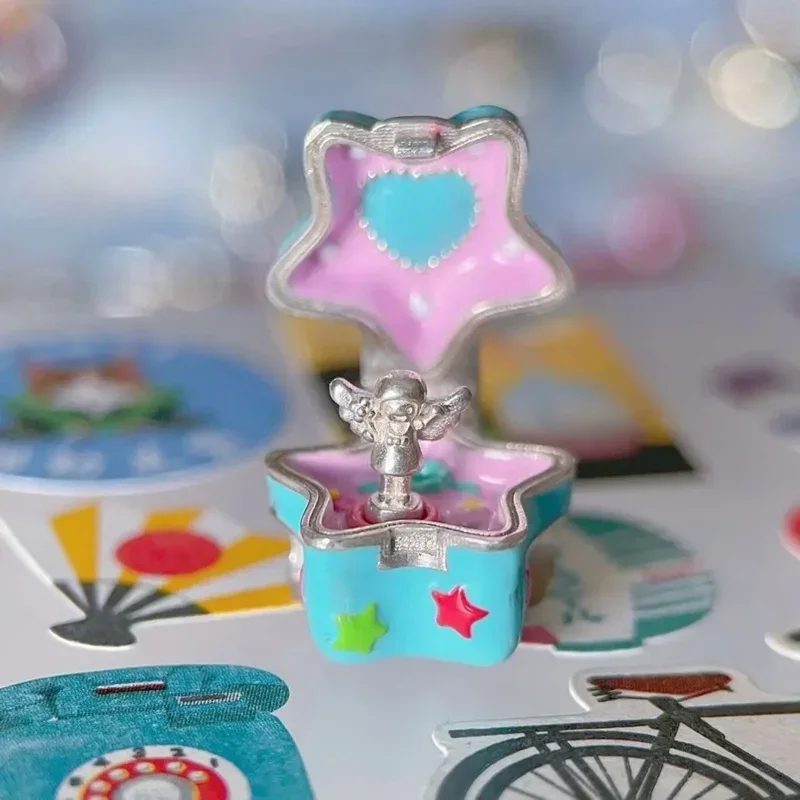 Pré-venda 925 prata esterlina estrela azul Polly Pocket charme talão com mini boneca para pulseira Pandora coleção de jóias europeias M1
