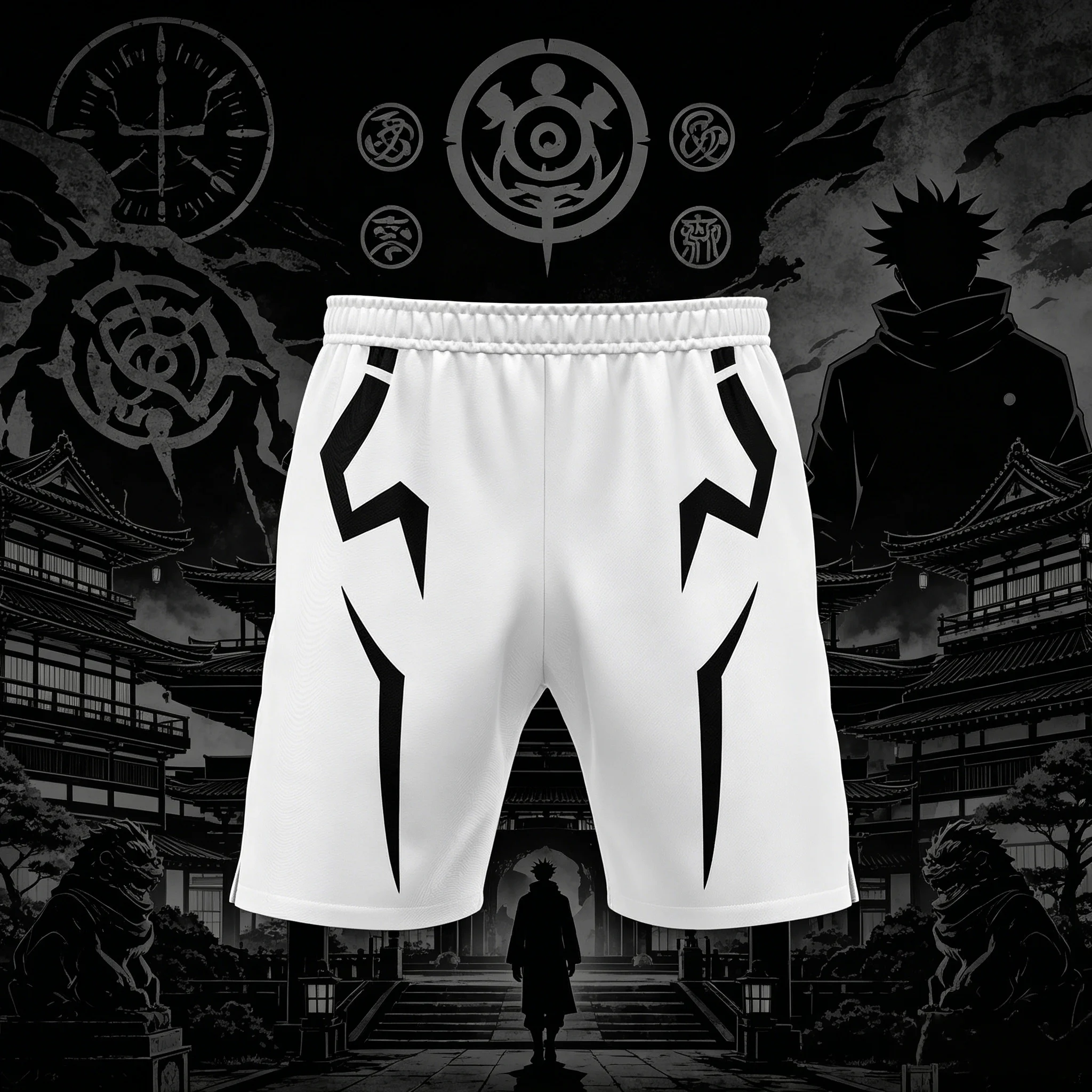2026 Summer Jujutsu Kaisen Choso Inspired Quick Dry Gym Shorts, Men's Unisex Anime Symbol Print Running Sports Shorts