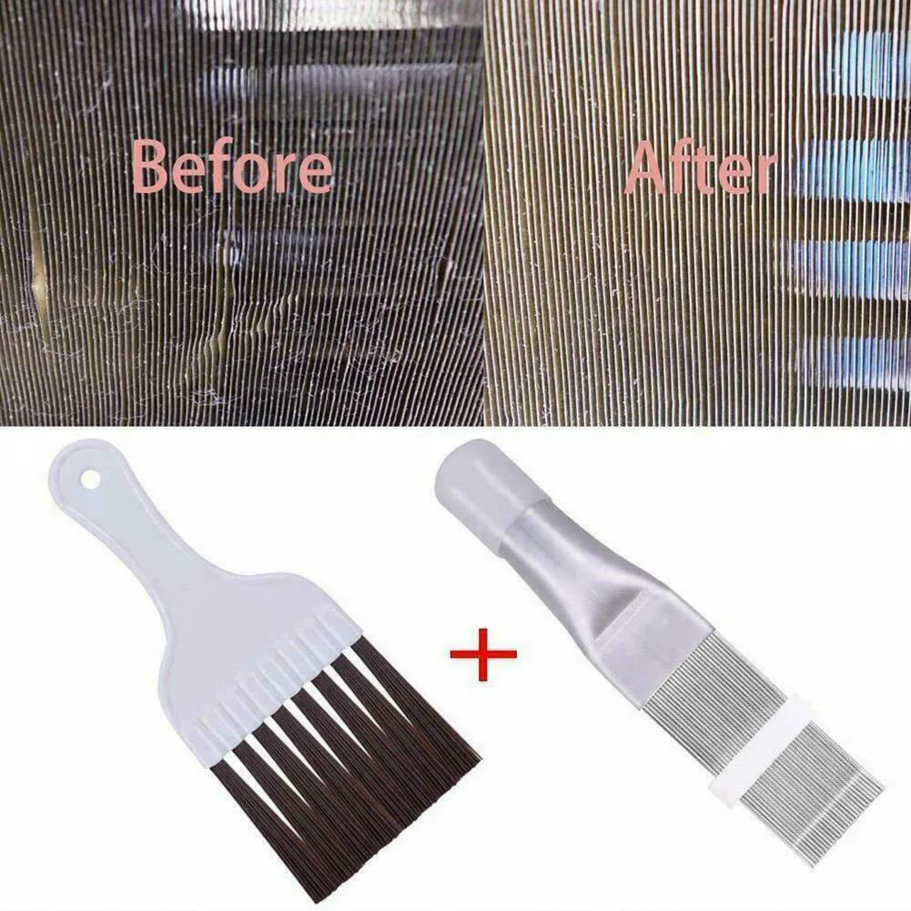 2Pcs/set Air Conditioner Fin Comb AC Condenser Cleaner Cleaning Brush Air Conditioner Fin Repair Tool