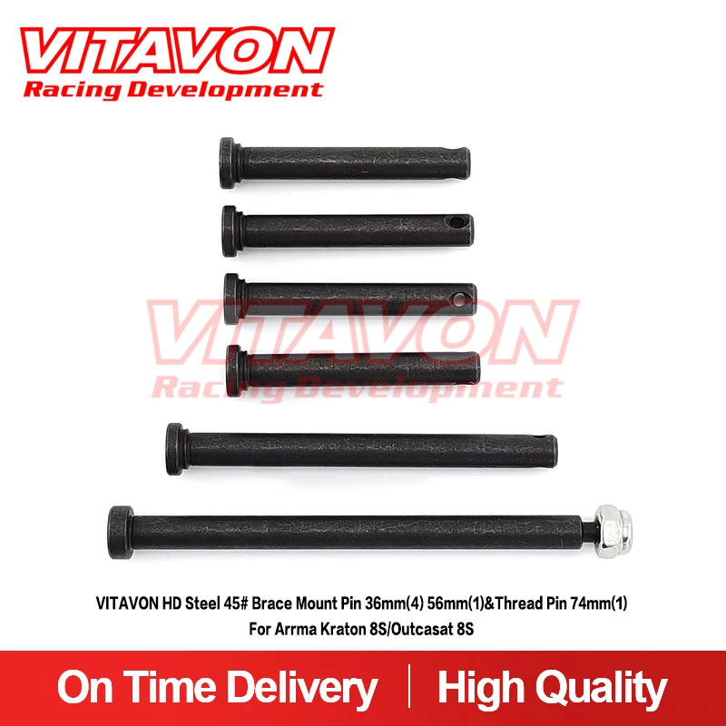 VITAVON HD Steel 45# Brace Mount Pin 36mm(4) 56mm(1)&Thread Pin 74mm(1)For Arrma Kraton 8S/Outcasat 8S