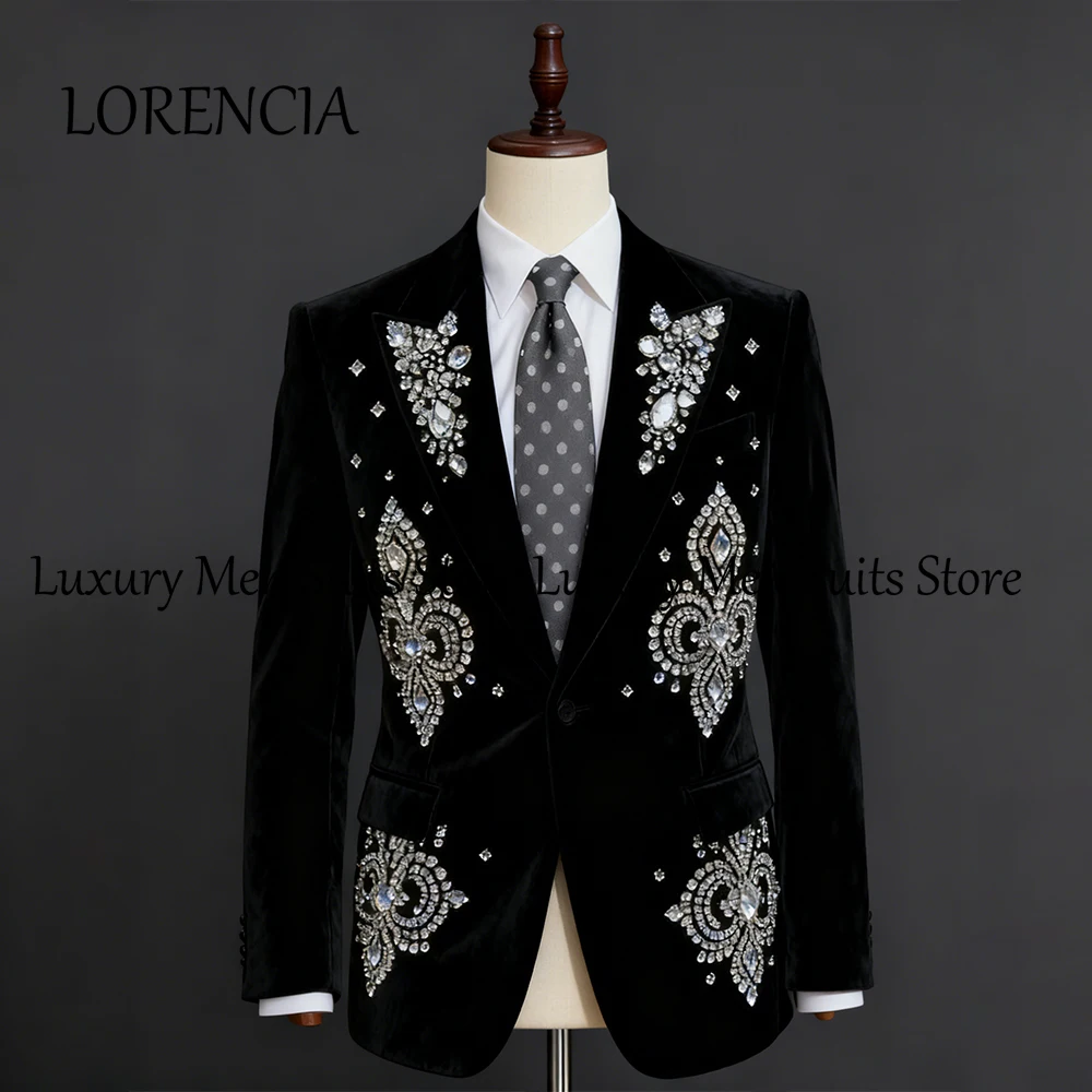 

Винтажные костюмы с кристаллами для мужчин, комплект из 2-х предметов, однобортный комплект смокингов, свадебная одежда для жениха, брюки-блейзер по индивидуальному заказу fatos de homem