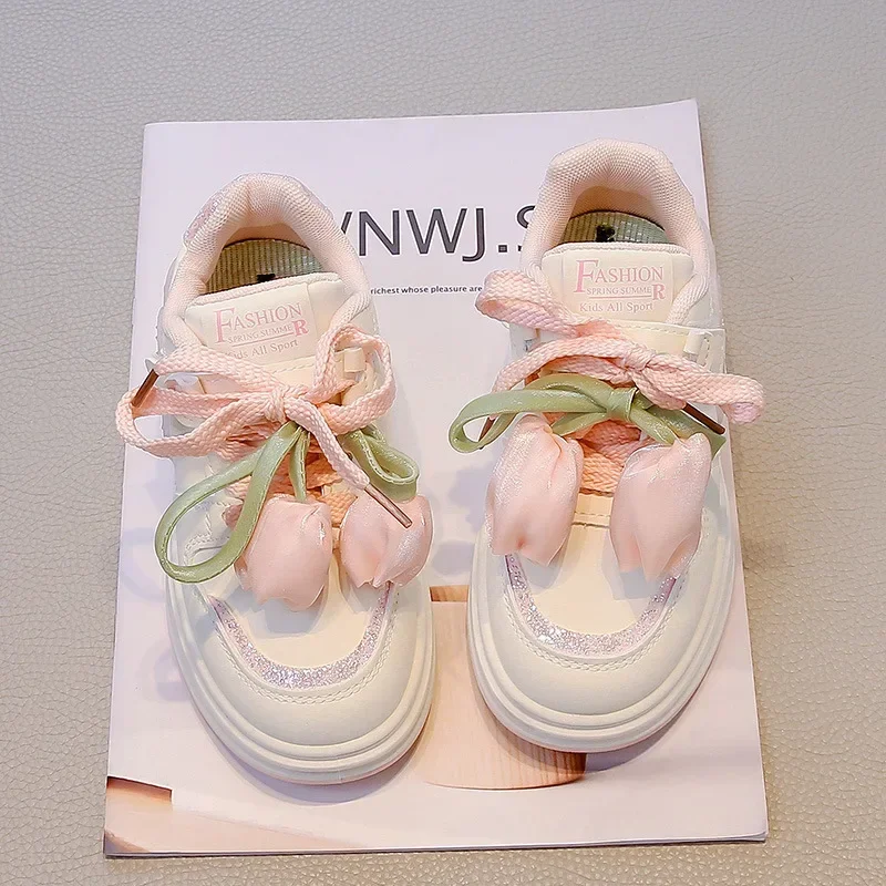 

Kids Sneakers Sweet Flowers Soft 2025 New Fashion Children Sports Shoes Non-slip Versatile Boys Girls Casual Shoes Korean Style