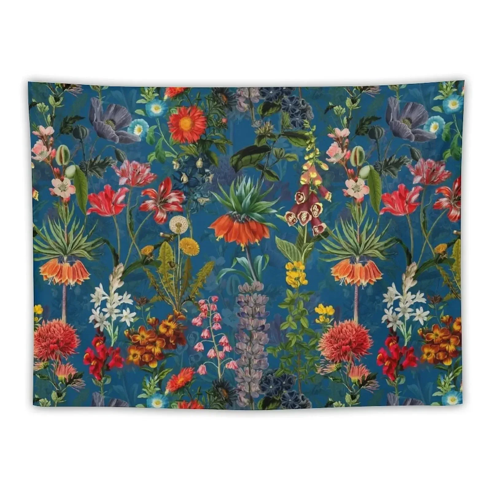 

Vintage Blue Springflower Meadow Night Tapestry Bedroom Deco House Decoration Tapestry