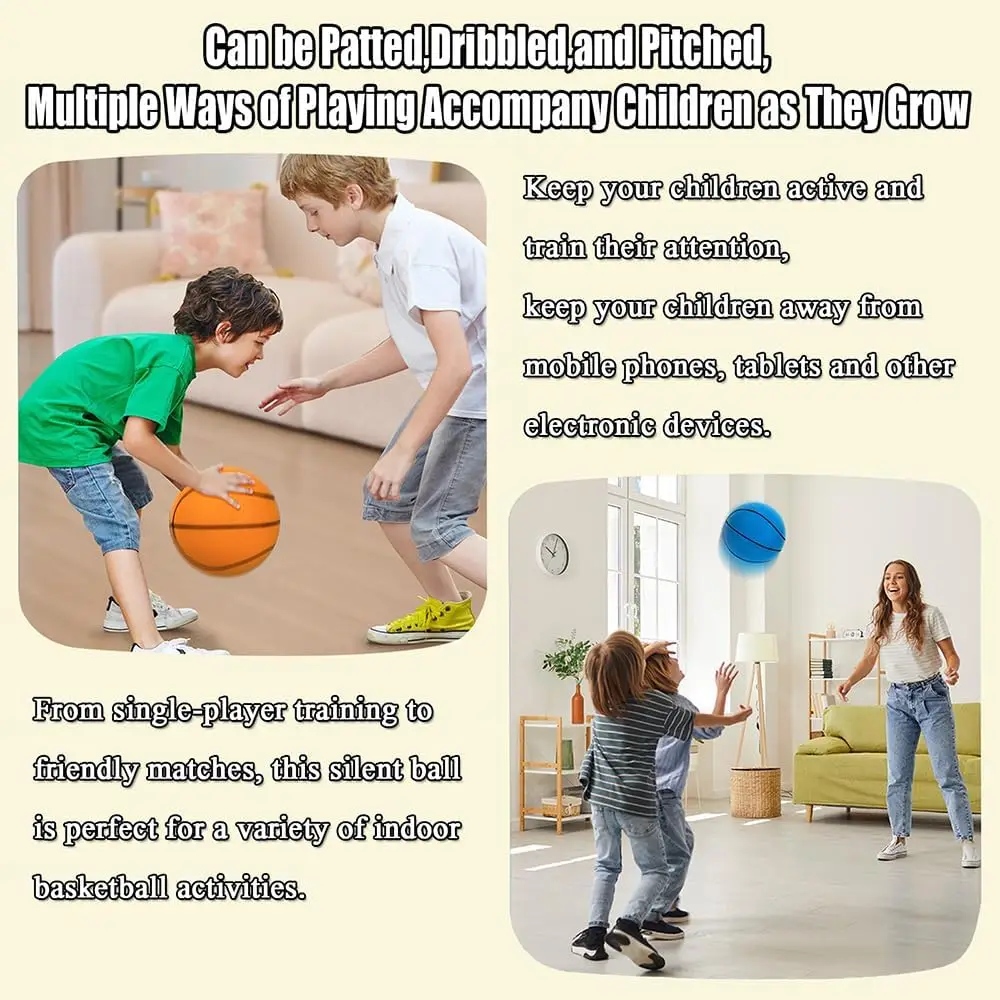 

Noiseless Indoor Training Basketball, Soft Foam Material, Perfect for Home Dribbling Practice & Parent-Child Play - Ball No. 5