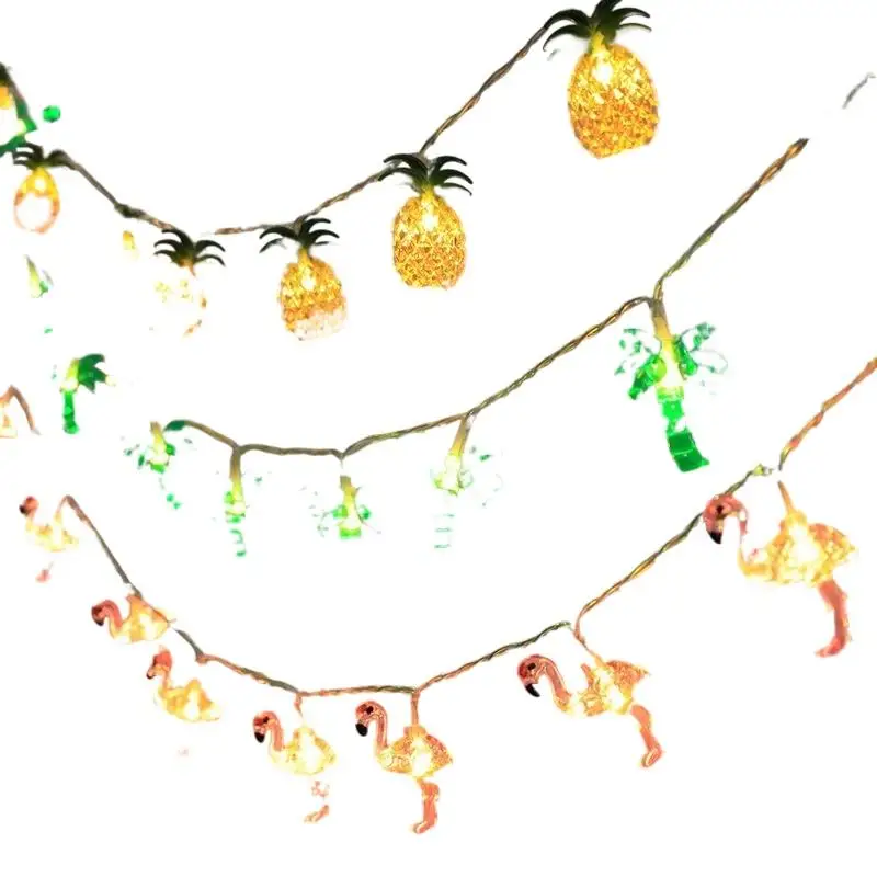 سلاسل الفاكهة الاستوائية الخفيفة للأطفال هاواي حفلة عيد ميلاد ديكور الصيف هاواي ضوء سلسلة الأناناس فلامنغو شجرة جوز الهند الخفيفة