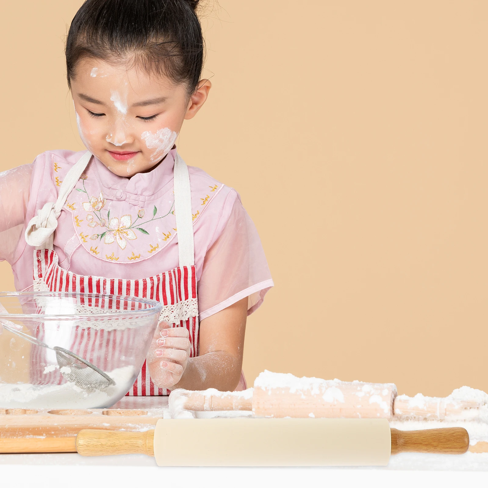 

Extra Large Rolling Pin Silicone Wooden H Smooth Surface Dough Roller Kitchen Tool Easy Clean Long Lasting
