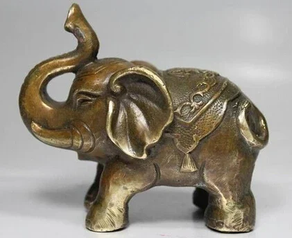 

Copper Brass CHINESE crafts Asian Elaborate Chinese Manual Copper Auspicious Elephant statue