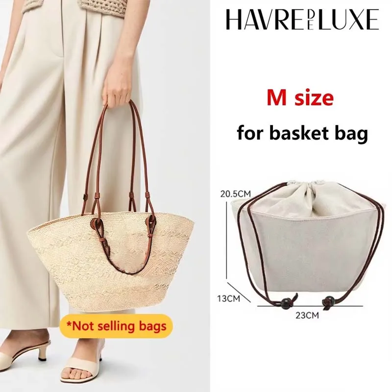 Drawstring bag organizer insert shoulder strap for Anagram Basket straw woven bag support inner liner bags accessories