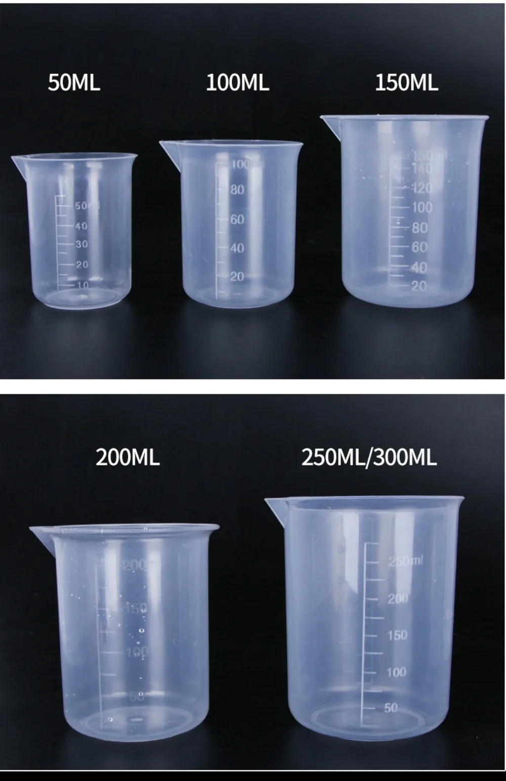 100ml 200ml 250ml 500ml Measuring Cup Kitchen Tool Plastic Graduated Lab Measuring Cup Without Handle Kitchen Baking Supplies