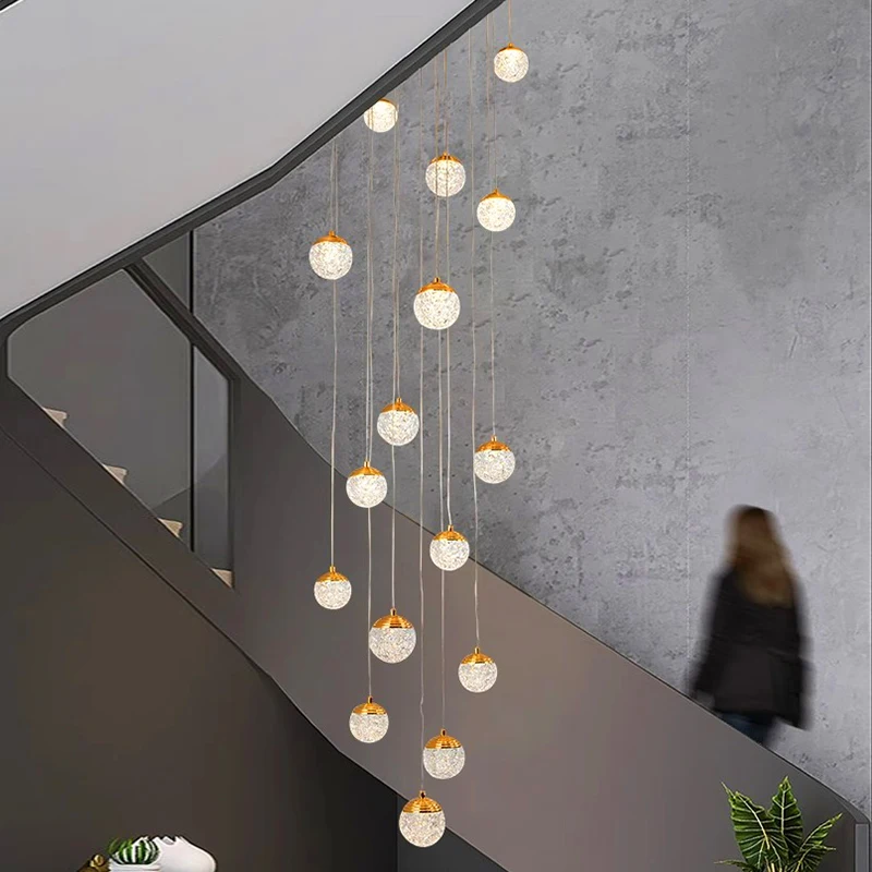 Imagem -02 - Modern Crystal Chandelier For Home Decoration Stair Pendant Lamp Living Room Pendant Lights Iluminação Interior