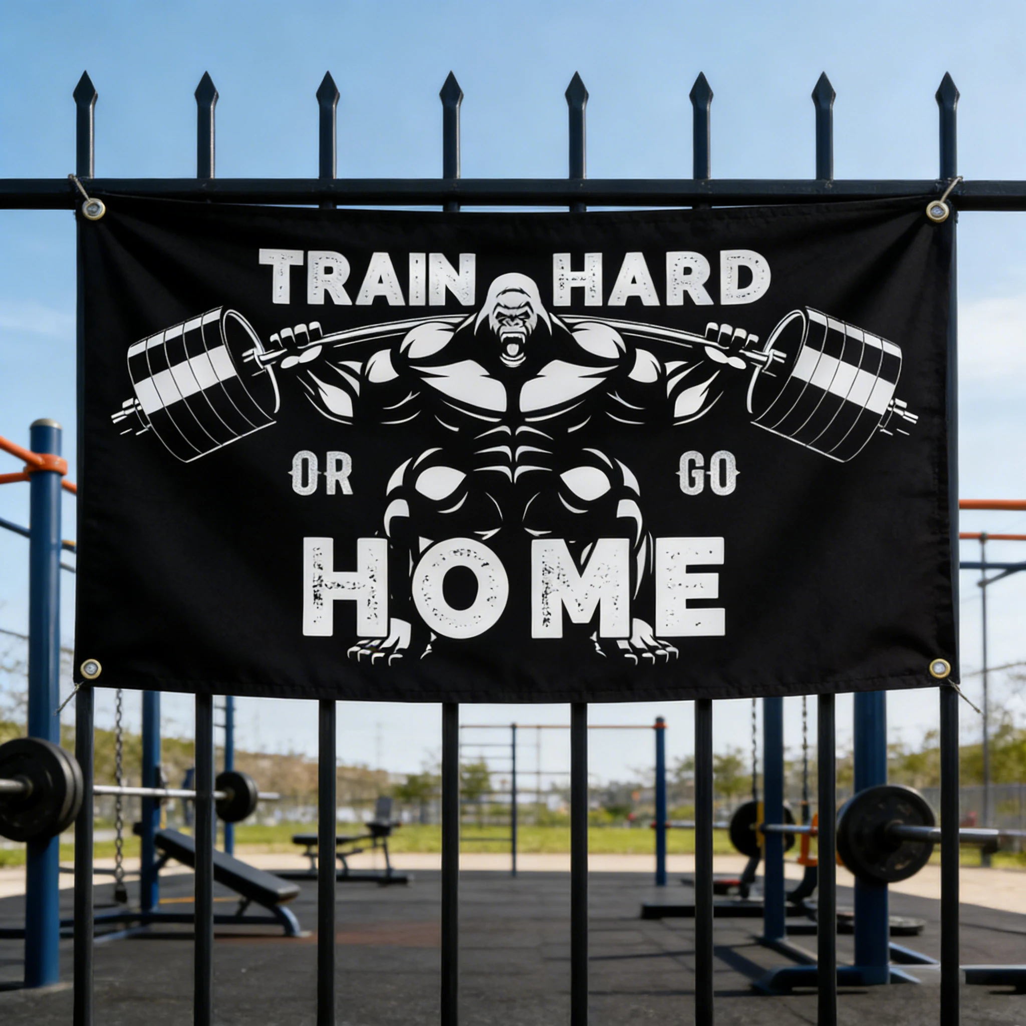 Train Hard Or Go Home Fitness Quote Flag 3x5 Ft Polyester Banner With Brass Grommets For Gym Man Cave Decor